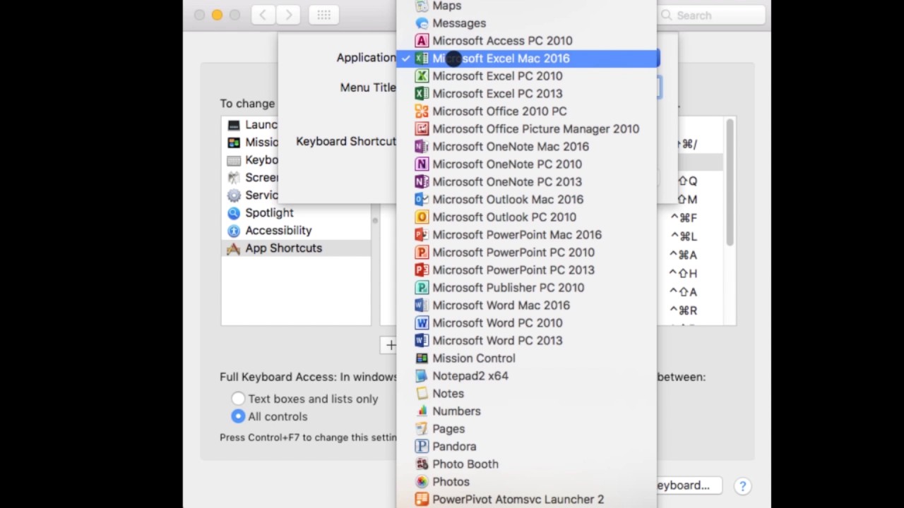 mac keyboard shortcuts for microsoft office